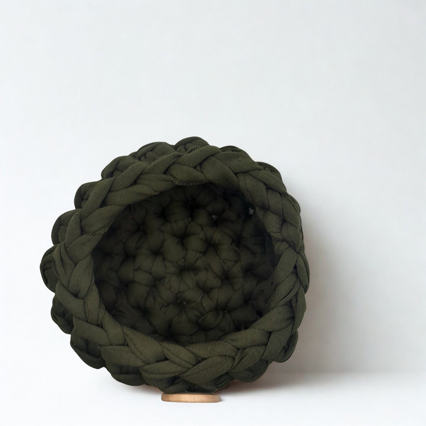 Handwoven T-Shirt Yarn Basket – Dark Forest Green