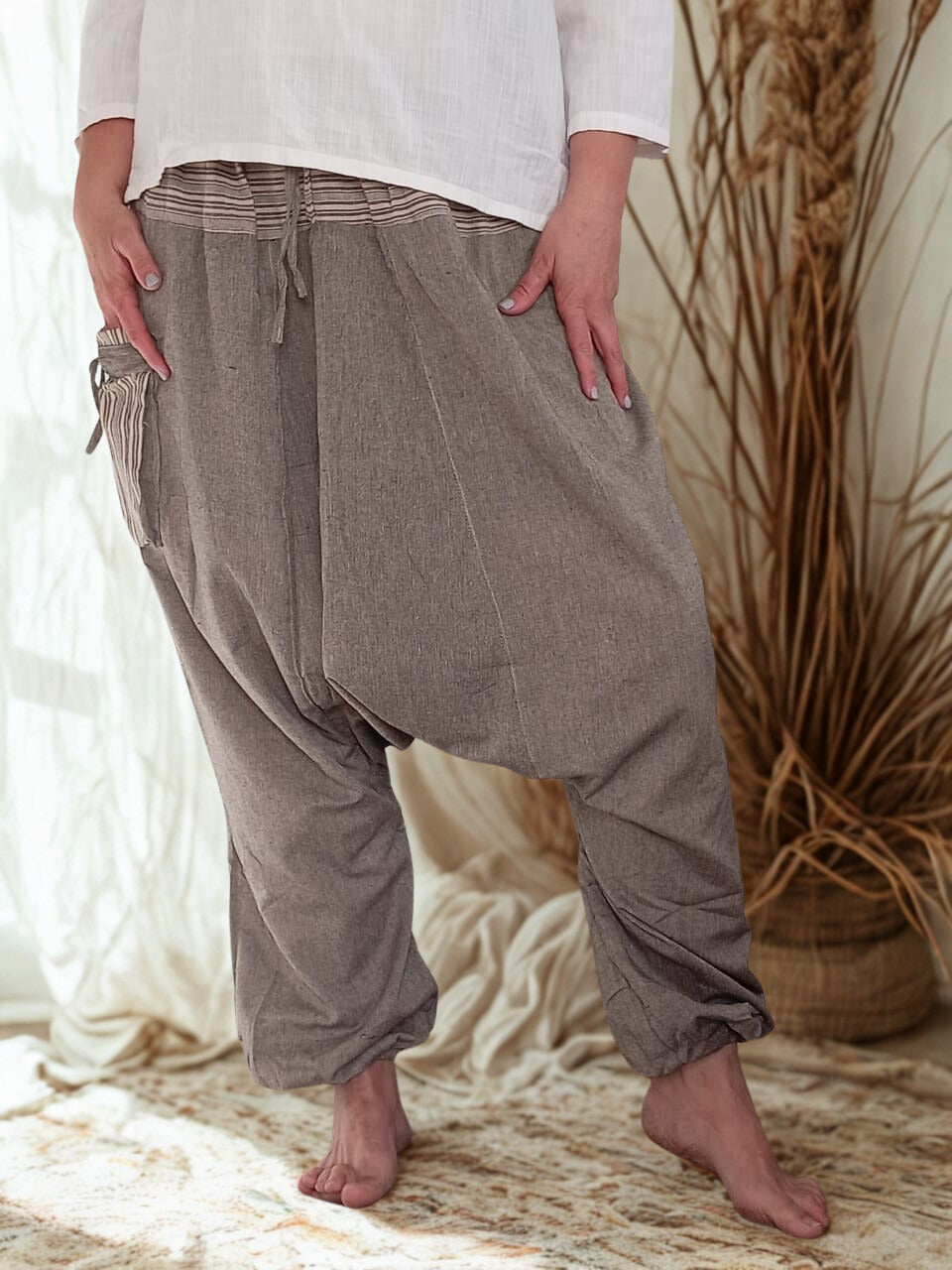 Dune Cotton Harem Pants – Natural Ease (One Size Fits Most)