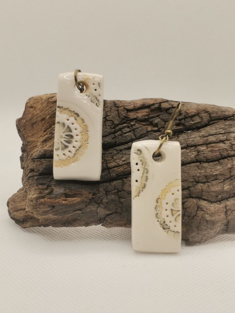 Etched Ceramic Earrings – Desert Bloom