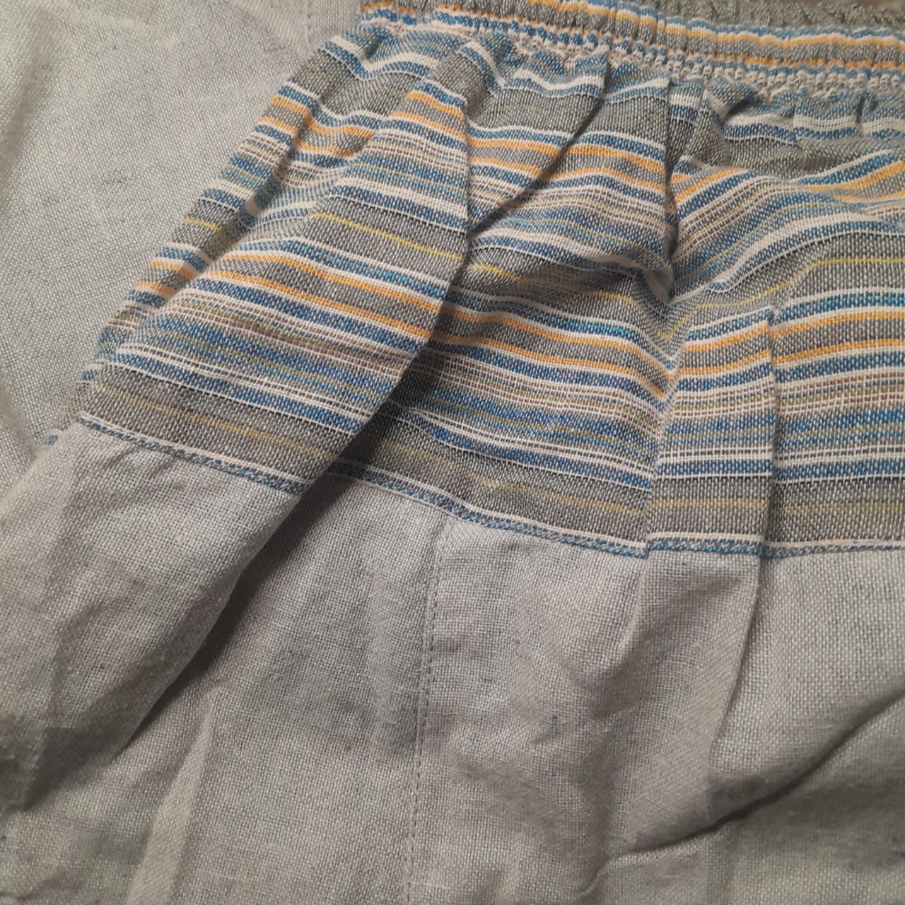 Two-Tone Beige Cotton Harem Pants – Soft Minimalism