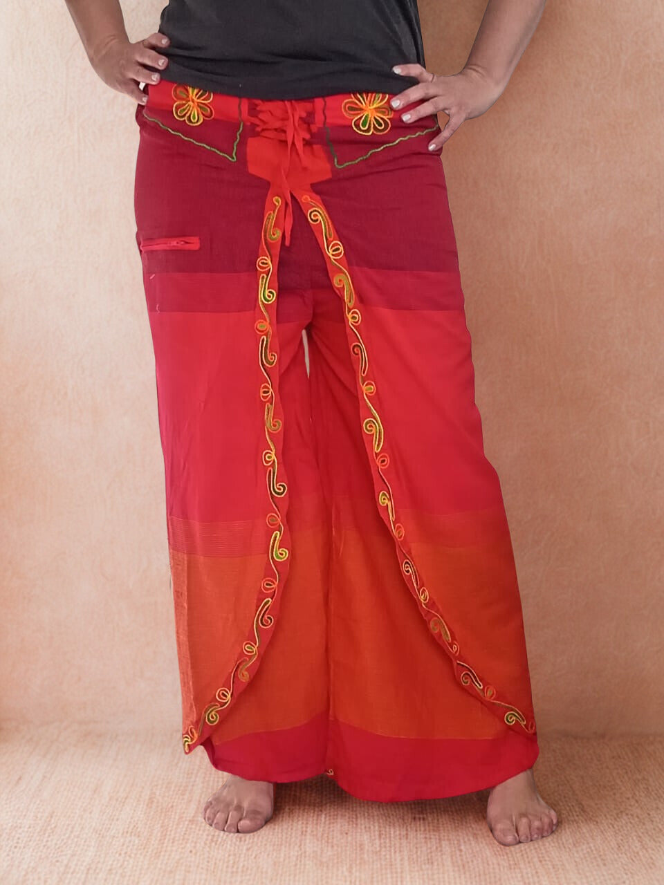 Sunset Draped Cotton Pants – Festival Style