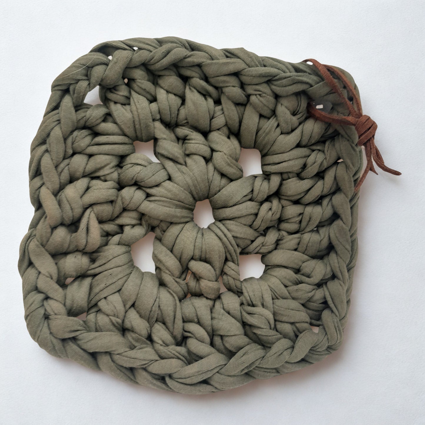 Hand-Crocheted Pot Holder – Olive Stone