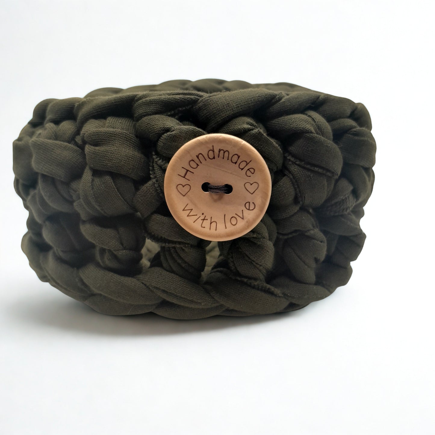 Handwoven T-Shirt Yarn Basket – Dark Forest Green