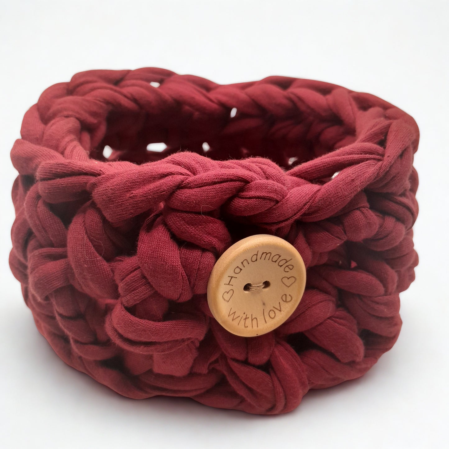 Handwoven T-Shirt Yarn Basket – Deep Wine Red