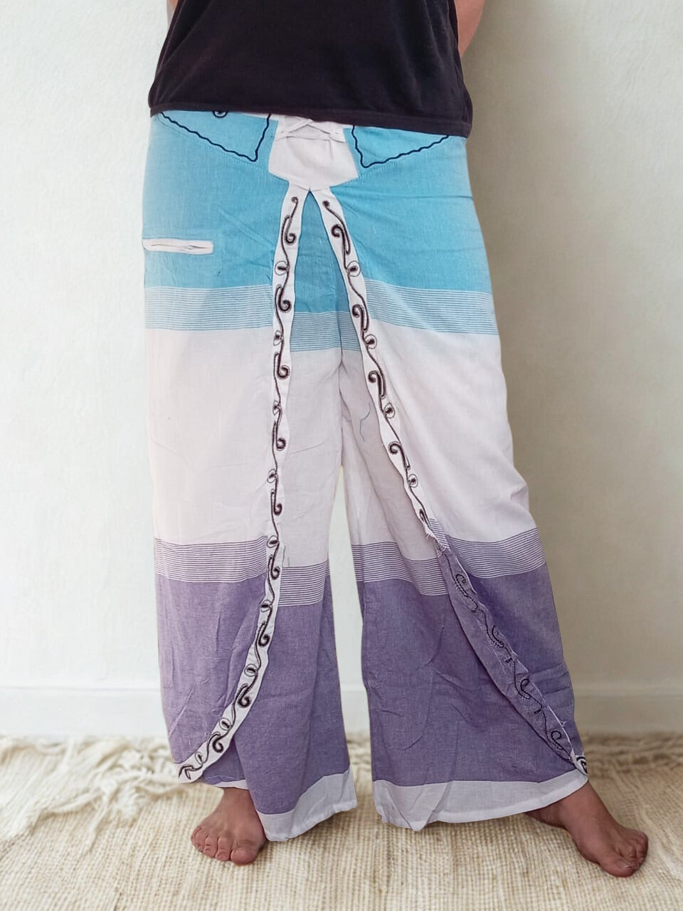 Cloud Bloom Draped-Look Pants – Soft Tones (Fits 10–14)