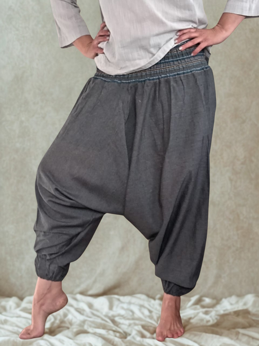 Slate Grey Cotton Harem Pants – Everyday Ease (One Size Fits Most)