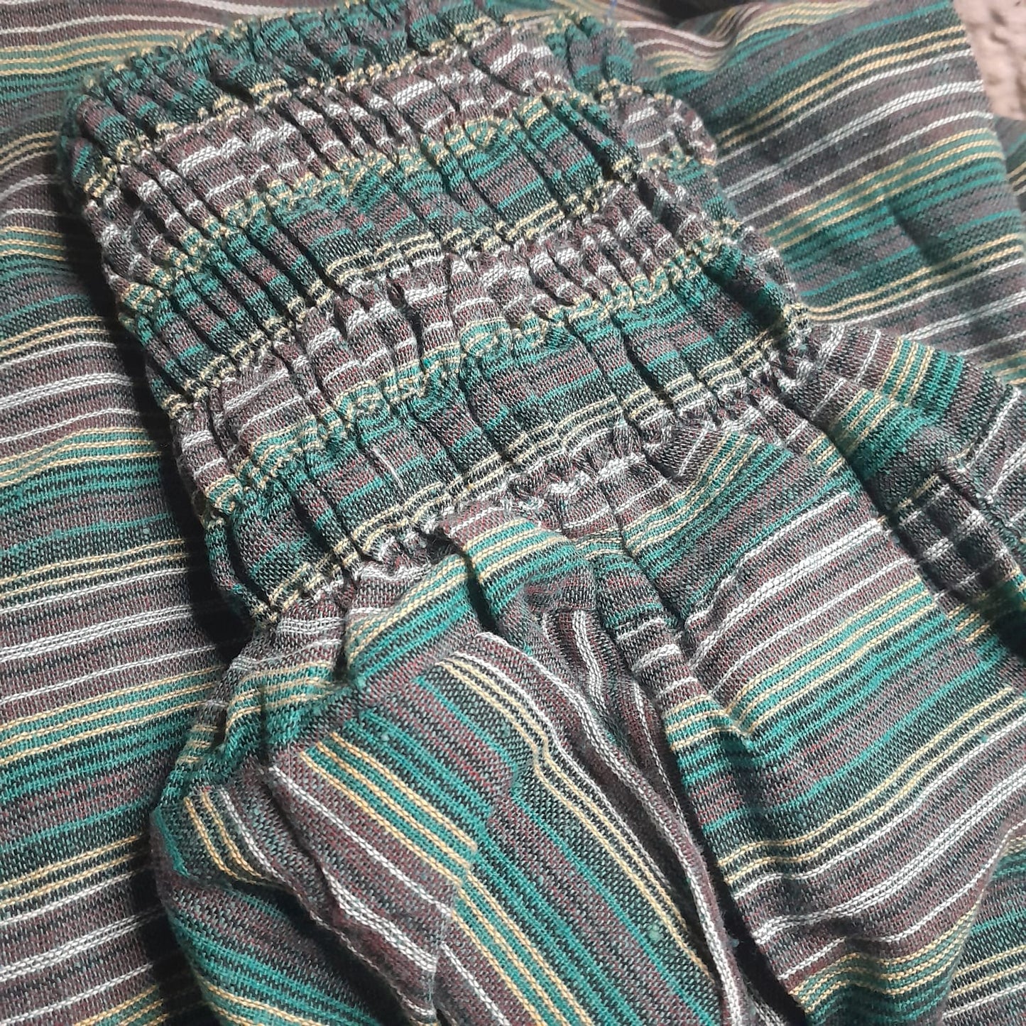 Green Striped Cotton Harem Pants – Breathable, Boho Style
