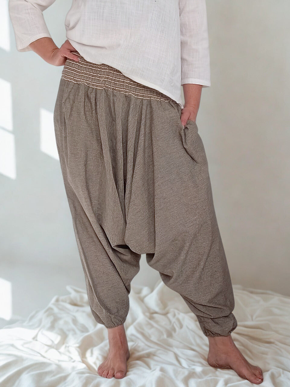 Earth Brown Cotton Harem Pants – Grounded  Ease