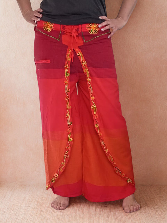 Sunset Draped Cotton Pants – Festival Style
