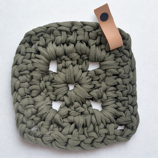 Hand-Crocheted Pot Holder – Olive Grove