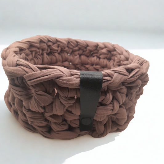 Hand-Crocheted Basket – Dusty Rose