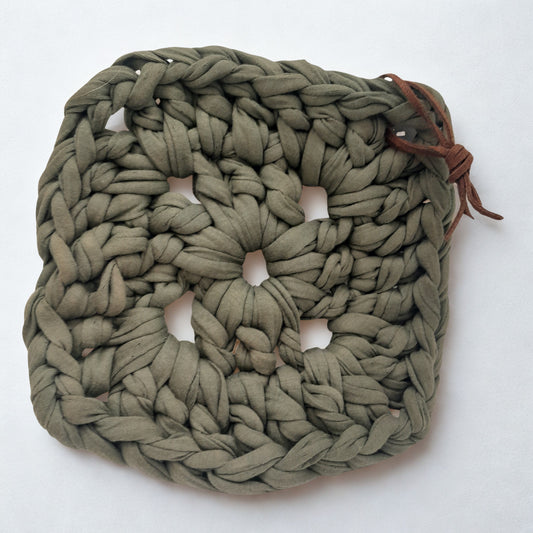 Hand-Crocheted Pot Holder – Olive Stone